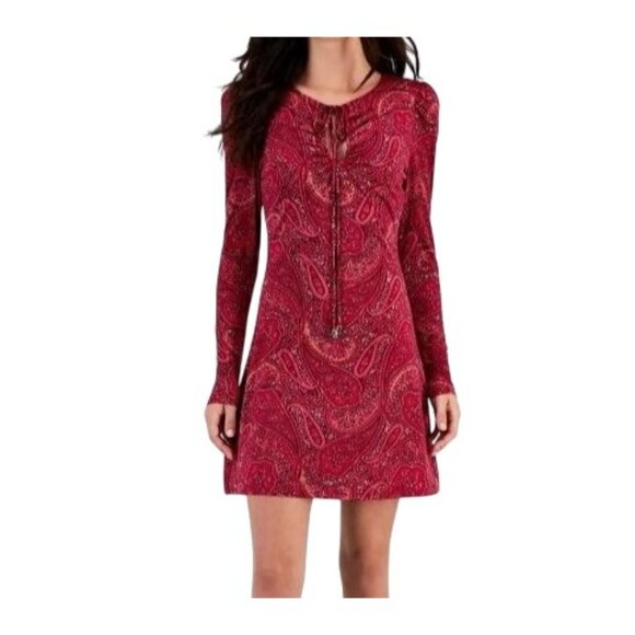 NEW Rachel Rachel Roy Womens Printed Above‎ Knee Mini Dress Berry Paisley Size M - Picture 2 of 16